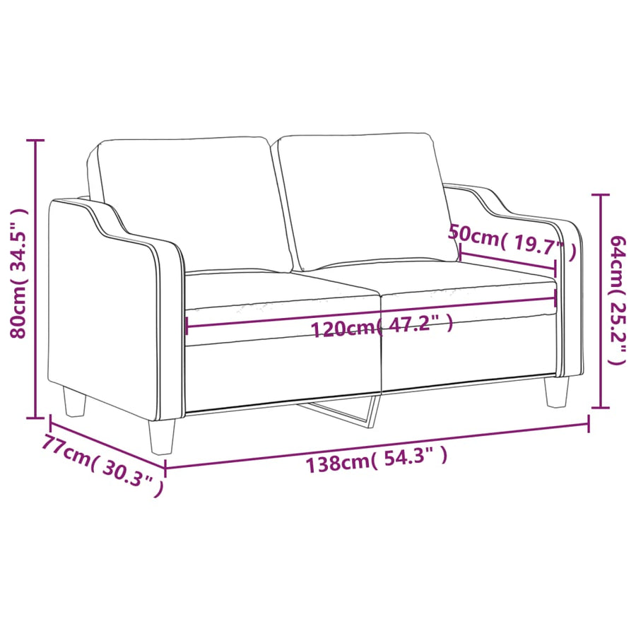 2-Seater Sofa Dark Grey 120 cm Fabric