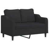 2-Seater Sofa Black 120 cm Fabric - Front View