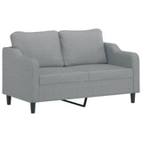 2-Seater Sofa Light Grey 140 cm Fabric - Front View