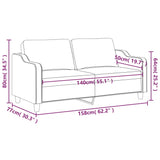 2-Seater Sofa Light Grey 140 cm Fabric - Low Angle