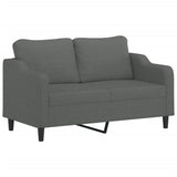 2-Seater Sofa Dark Grey 140 cm Fabric - Front View