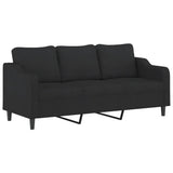 3-Seater Sofa Black 180 cm Fabric - Front View