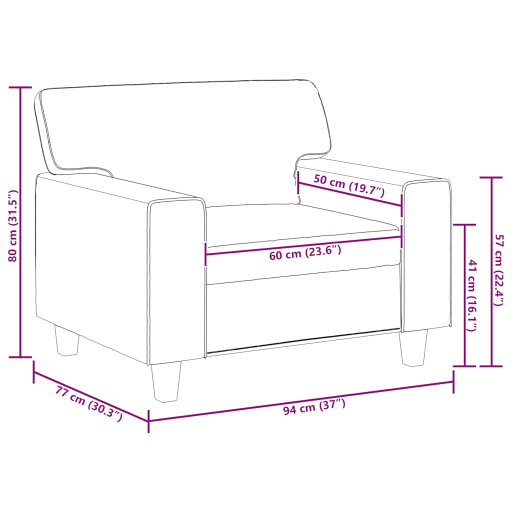 Sofa Chair Black 60 cm Faux Leather