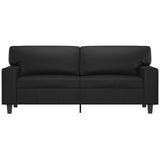 2-Seater Sofa Black 140 cm Faux Leather - Side View
