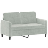 2-Seater Sofa Light Grey 120 cm Velvet - Front View