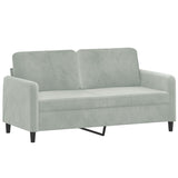 2-Seater Sofa Light Grey 140 cm Velvet - Front View