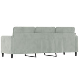 3-Seater Sofa Light Grey 180 cm Velvet - 45-Degree Angle
