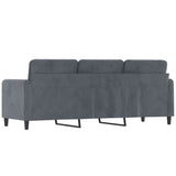 3-Seater Sofa Dark Grey Velvet 180 cm - 45-Degree Angle