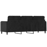 3-Seater Sofa Black 180 cm Velvet - 45-Degree Angle