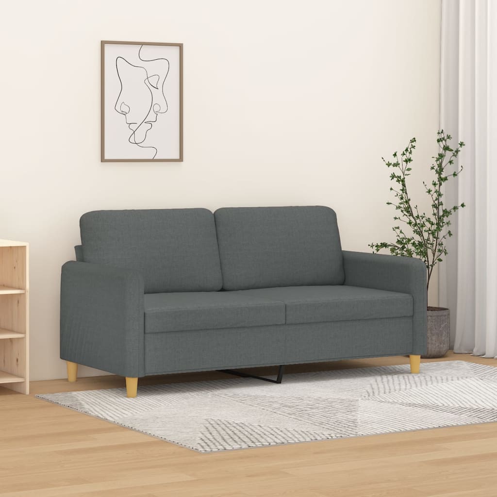 2-Seater Sofa Dark Grey 140 cm Fabric