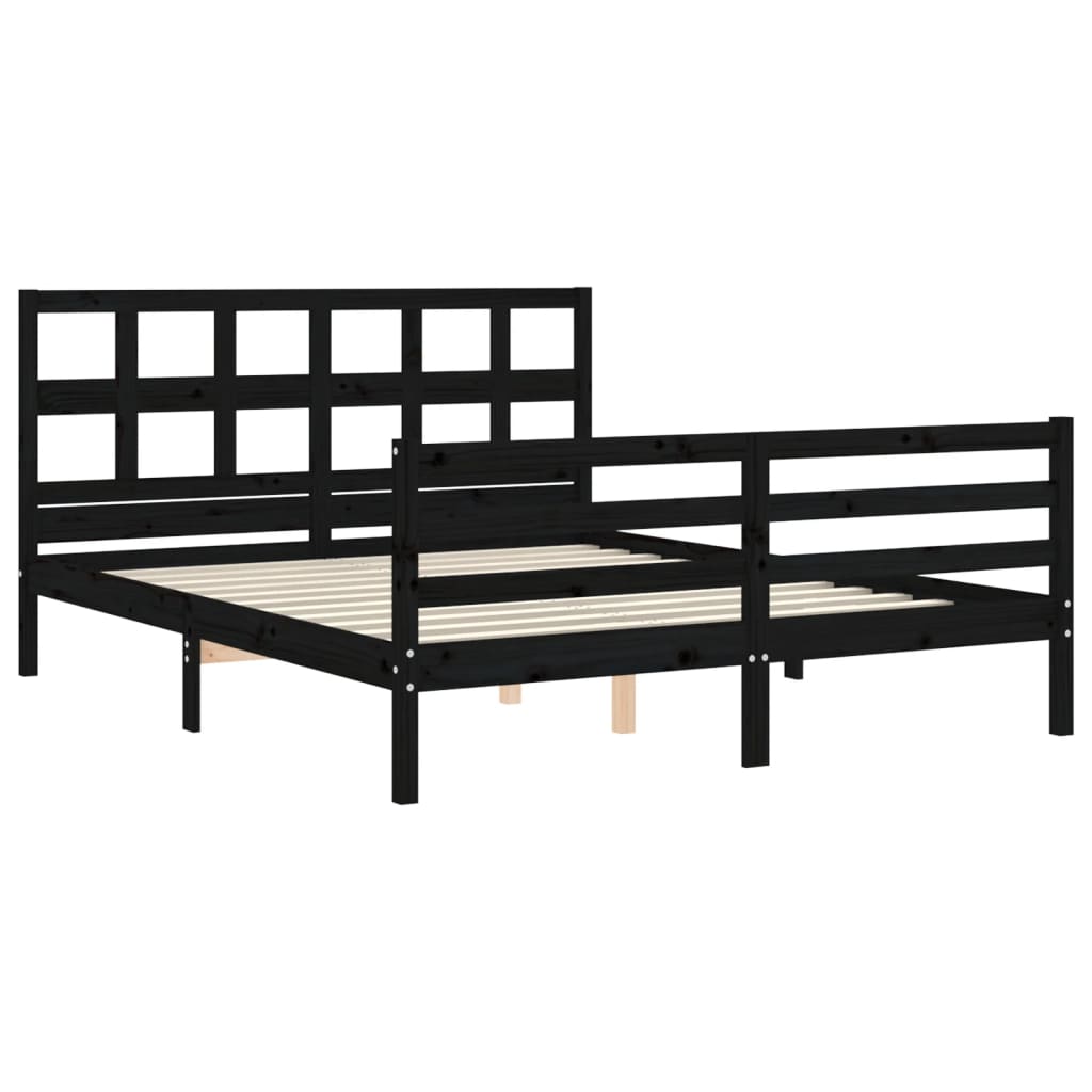 Bed Frame without Mattress Black 150x200 cm Solid Wood