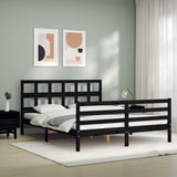 Bed Frame without Mattress Black 150x200 cm Solid Wood