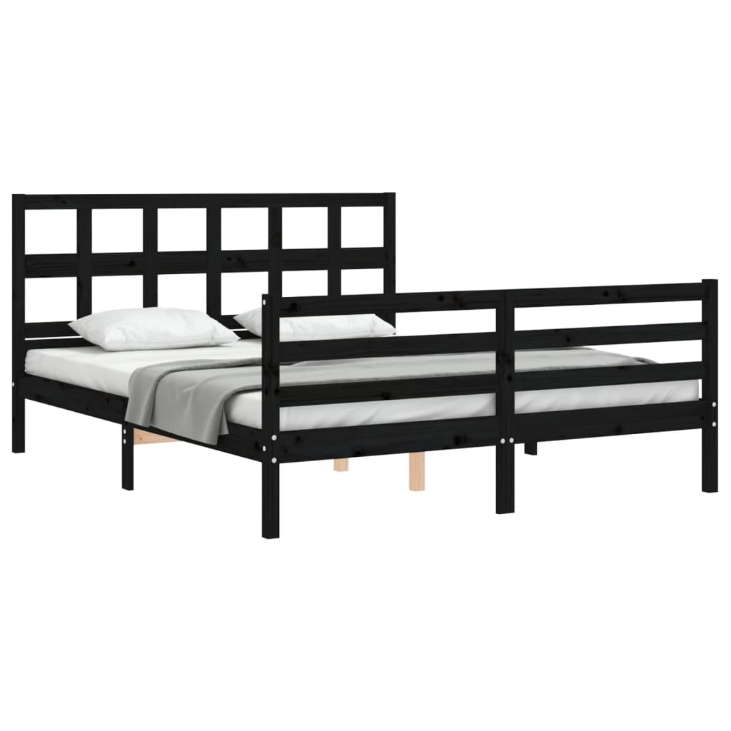 Bed Frame without Mattress Black 150x200 cm Solid Wood