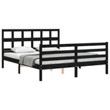 Bed Frame without Mattress Black 150x200 cm Solid Wood - 45-Degree Angle