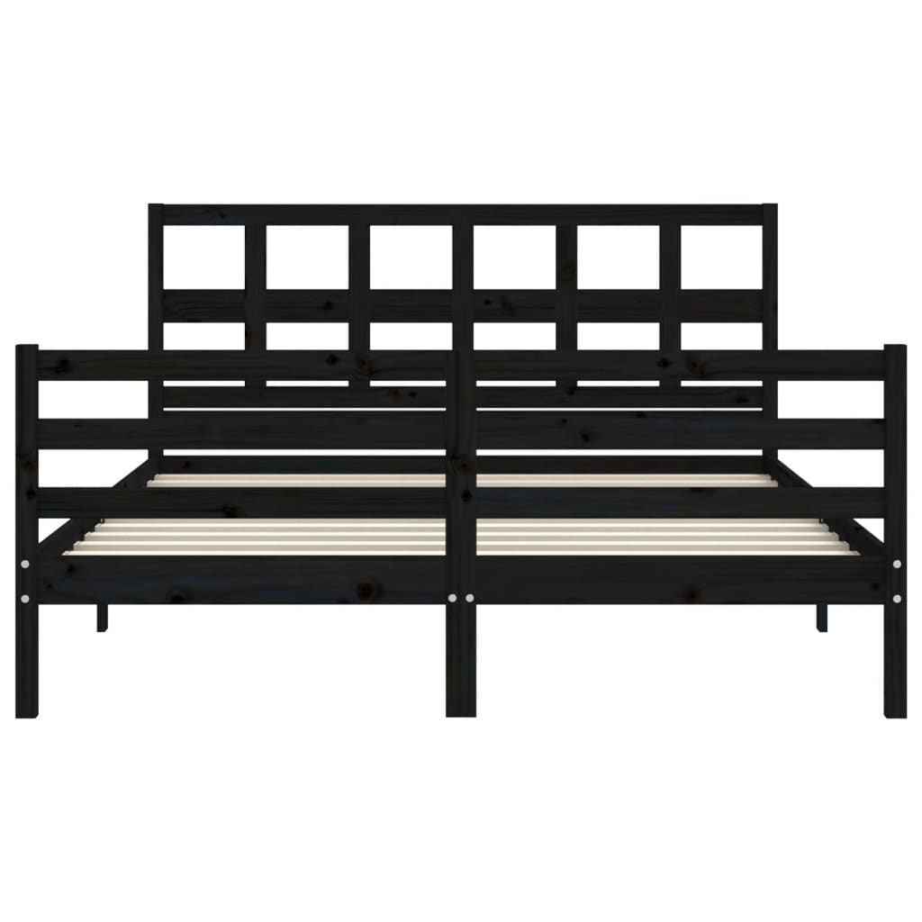 Bed Frame without Mattress Black 150x200 cm Solid Wood