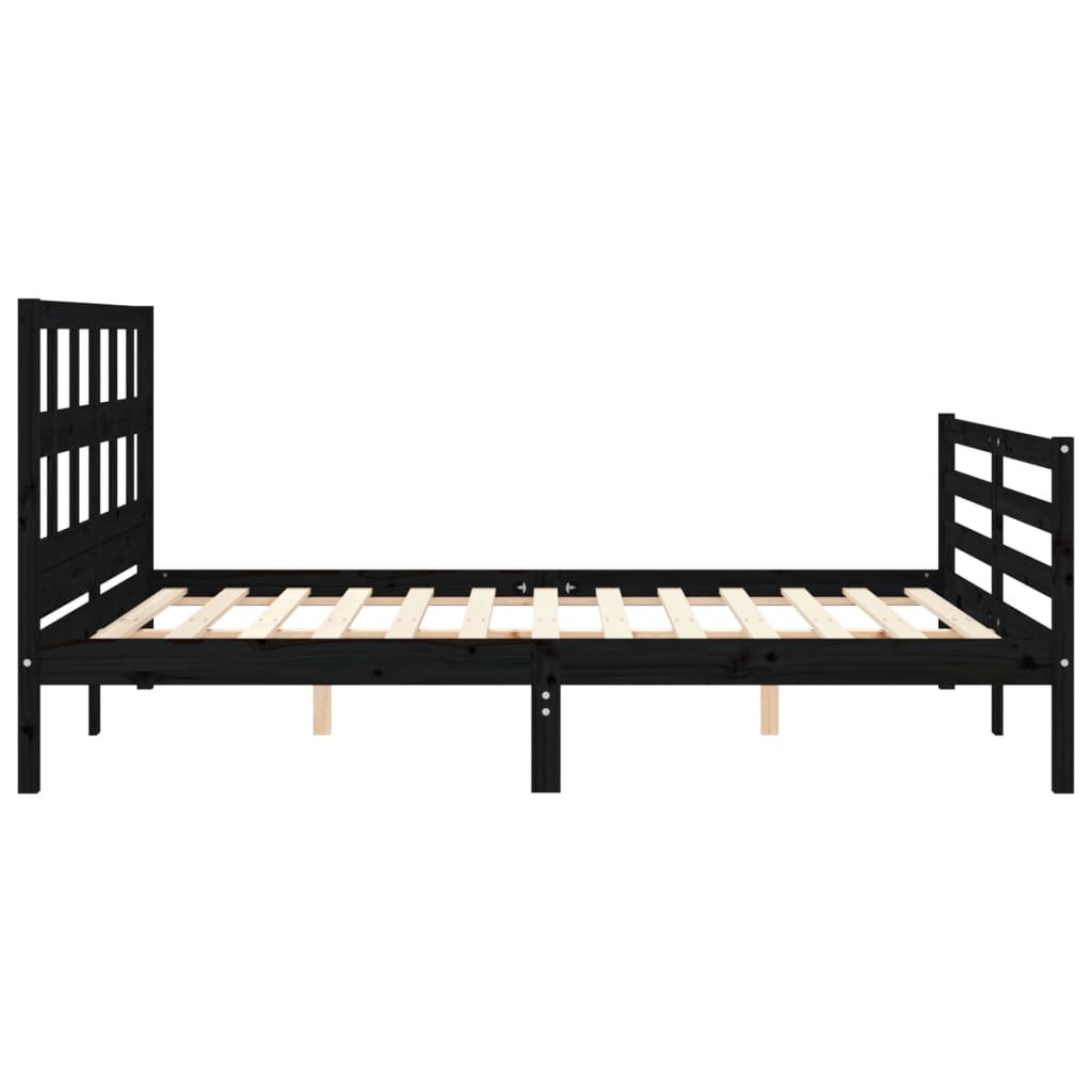Bed Frame without Mattress Black 150x200 cm Solid Wood