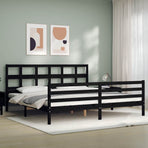 Bed Frame without Mattress Black 183x203 cm King Solid Wood