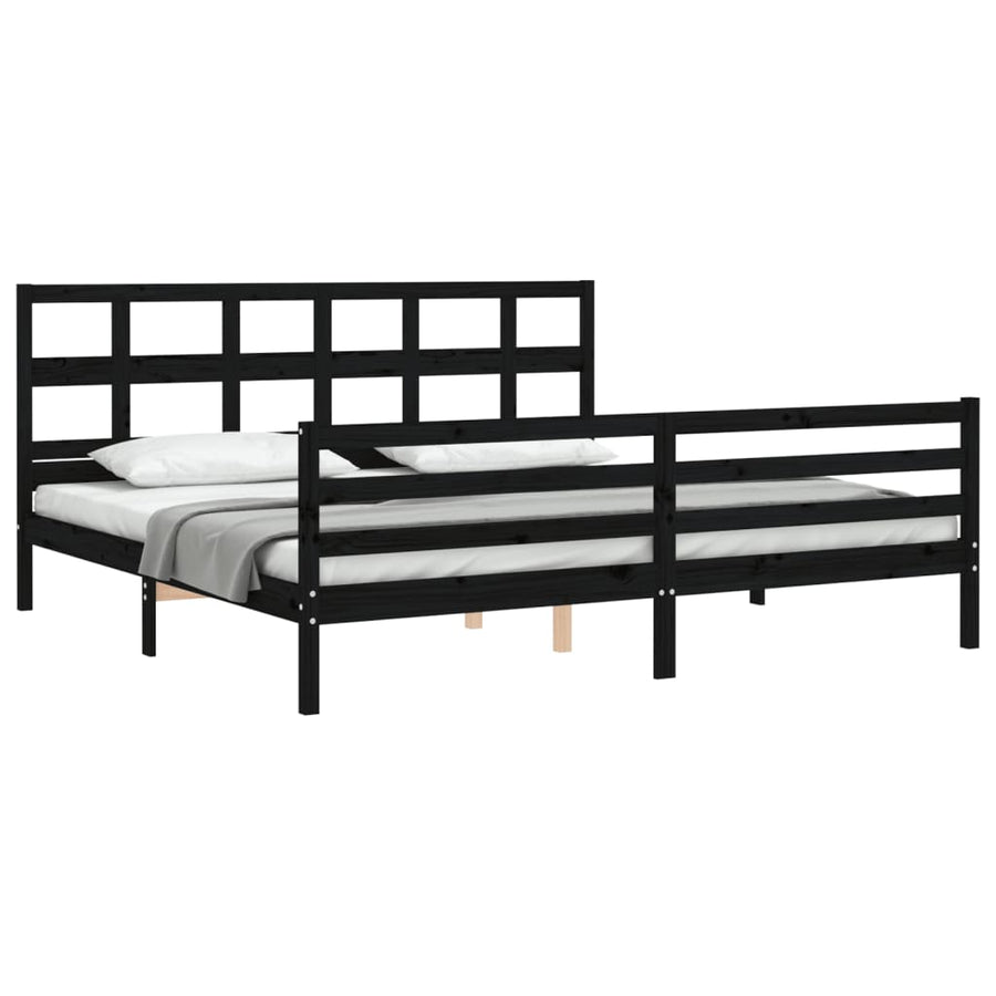 Bed Frame without Mattress Black 183x203 cm King Solid Wood