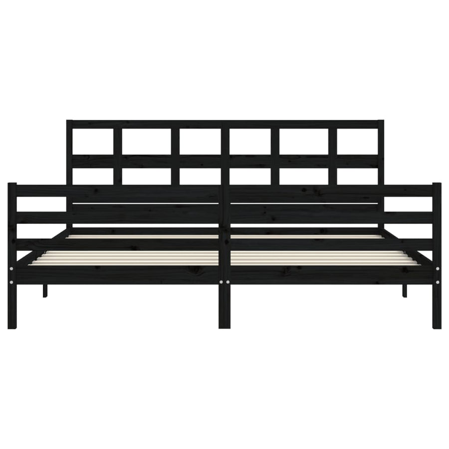 Bed Frame without Mattress Black 183x203 cm King Solid Wood