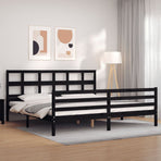 Bed Frame without Mattress Black 183x203 cm King Solid Wood