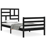 Bed Frame without Mattress Black 90x190 cm Solid Wood