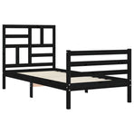 Bed Frame without Mattress Black 90x190 cm Solid Wood