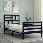 Bed Frame without Mattress Black 90x190 cm Solid Wood