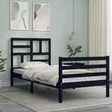 Bed Frame without Mattress Black 90x190 cm Solid Wood - Top-Down View
