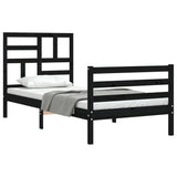 Bed Frame without Mattress Black 90x190 cm Solid Wood