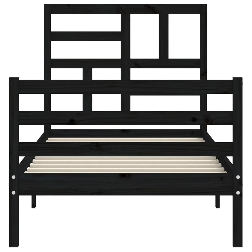 Bed Frame without Mattress Black 90x190 cm Solid Wood