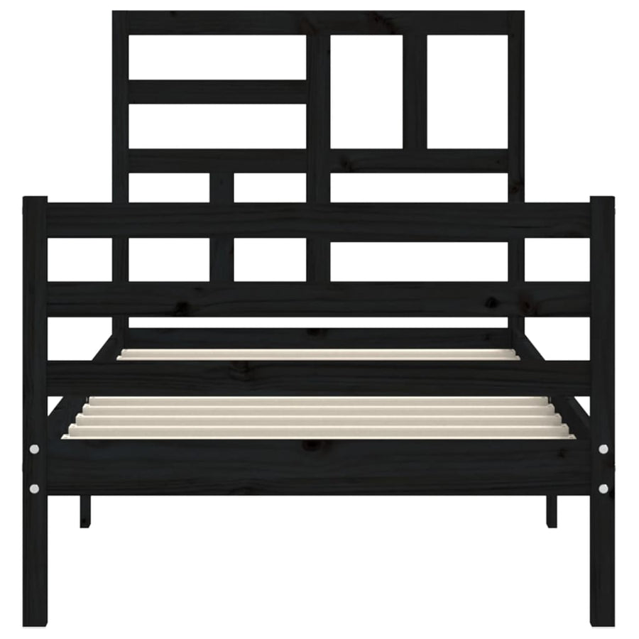 Bed Frame without Mattress Black 90x190 cm Solid Wood