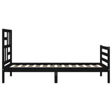 Bed Frame without Mattress Black 90x190 cm Solid Wood - Close-Up Angle