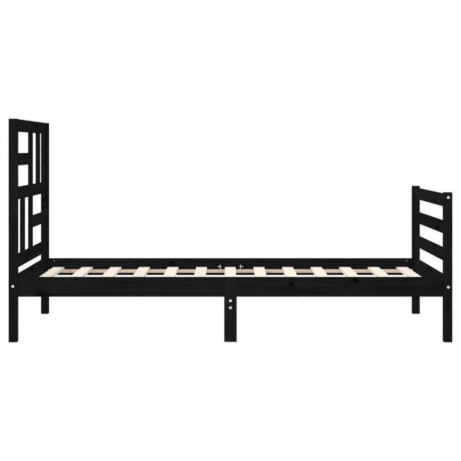 Bed Frame without Mattress Black 90x190 cm Solid Wood
