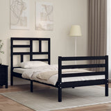 Bed Frame without Mattress Black 90x190 cm Solid Wood