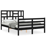 Bed Frame without Mattress Black 135x190 cm Solid Wood