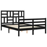 Bed Frame without Mattress Black 135x190 cm Solid Wood - Side View