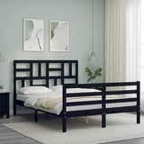 Bed Frame without Mattress Black 135x190 cm Solid Wood