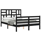 Bed Frame without Mattress Black 135x190 cm Solid Wood - 45-Degree Angle