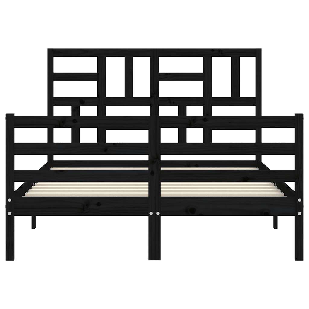 Bed Frame without Mattress Black 135x190 cm Solid Wood