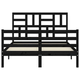 Bed Frame without Mattress Black 135x190 cm Solid Wood