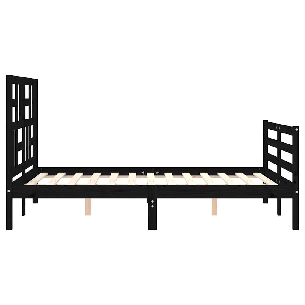 Bed Frame without Mattress Black 135x190 cm Solid Wood