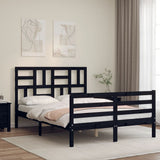 Bed Frame without Mattress Black 135x190 cm Solid Wood