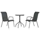 3 Piece Garden Dining Set Black Steel - Front View