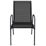3 Piece Garden Dining Set Black Steel - Top-Down View