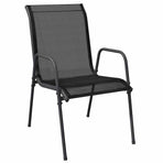 3 Piece Garden Dining Set Black Steel
