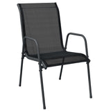 3 Piece Garden Dining Set Black Steel - 45-Degree Angle
