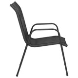 3 Piece Garden Dining Set Black Steel - Rear View