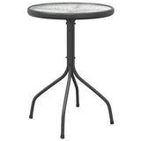 3 Piece Garden Dining Set Black Steel - Low Angle