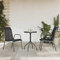 3 Piece Garden Dining Set Black Steel