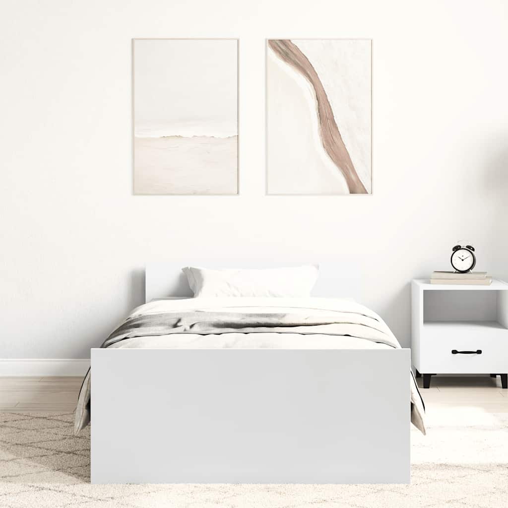 Bed Frame without Mattress White 90x190 cm Engineered Wood